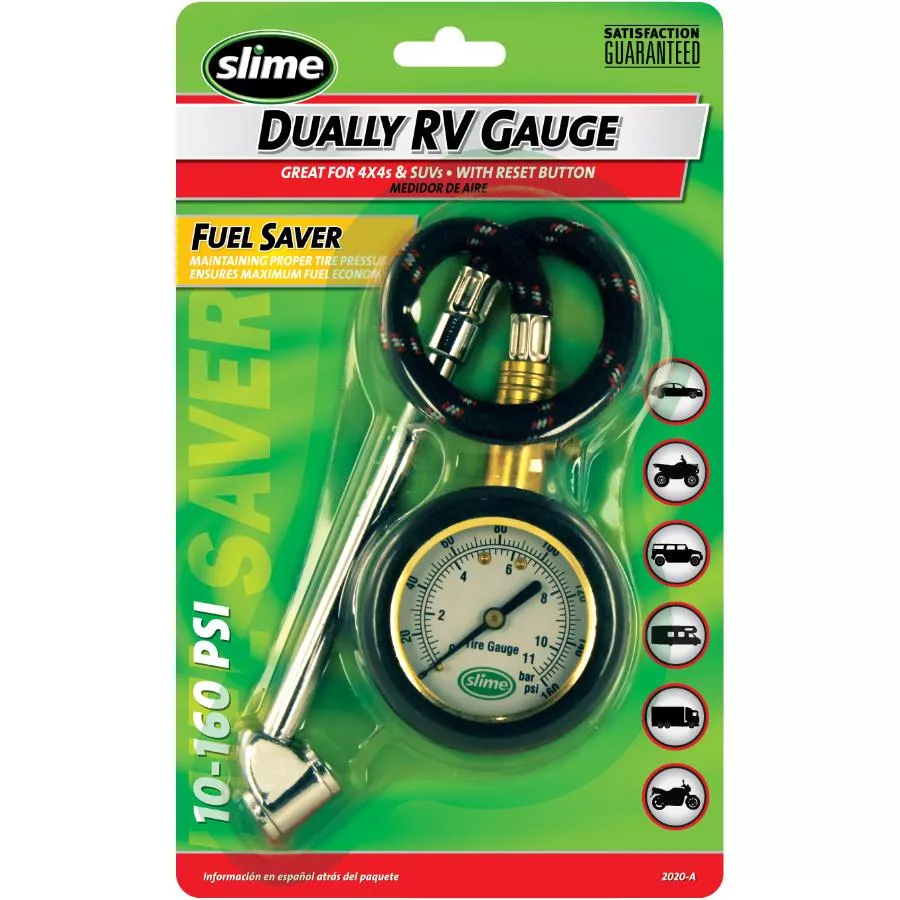 Slime Dual Head Tire Pressure Gauge - 10-160 PSI