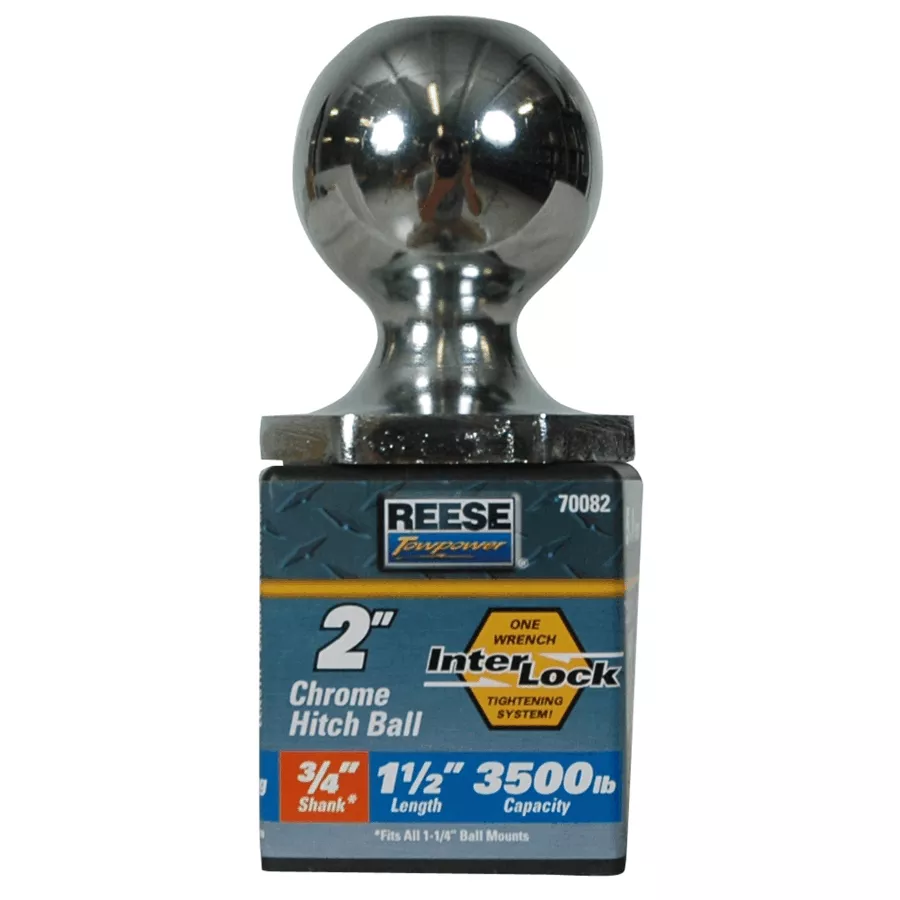 Interlock Towing Hitch Ball - Chrome, 2"