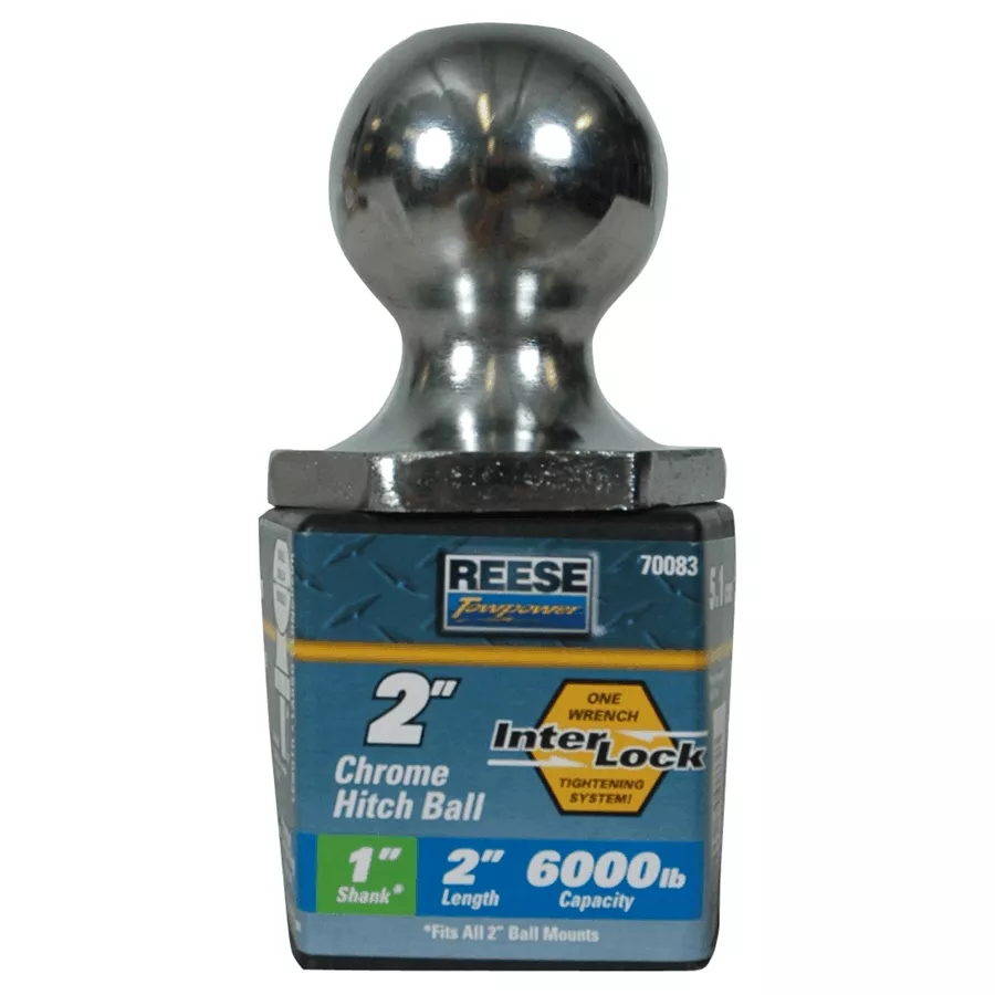Interlock Towing Hitch Ball - Chrome, 2"