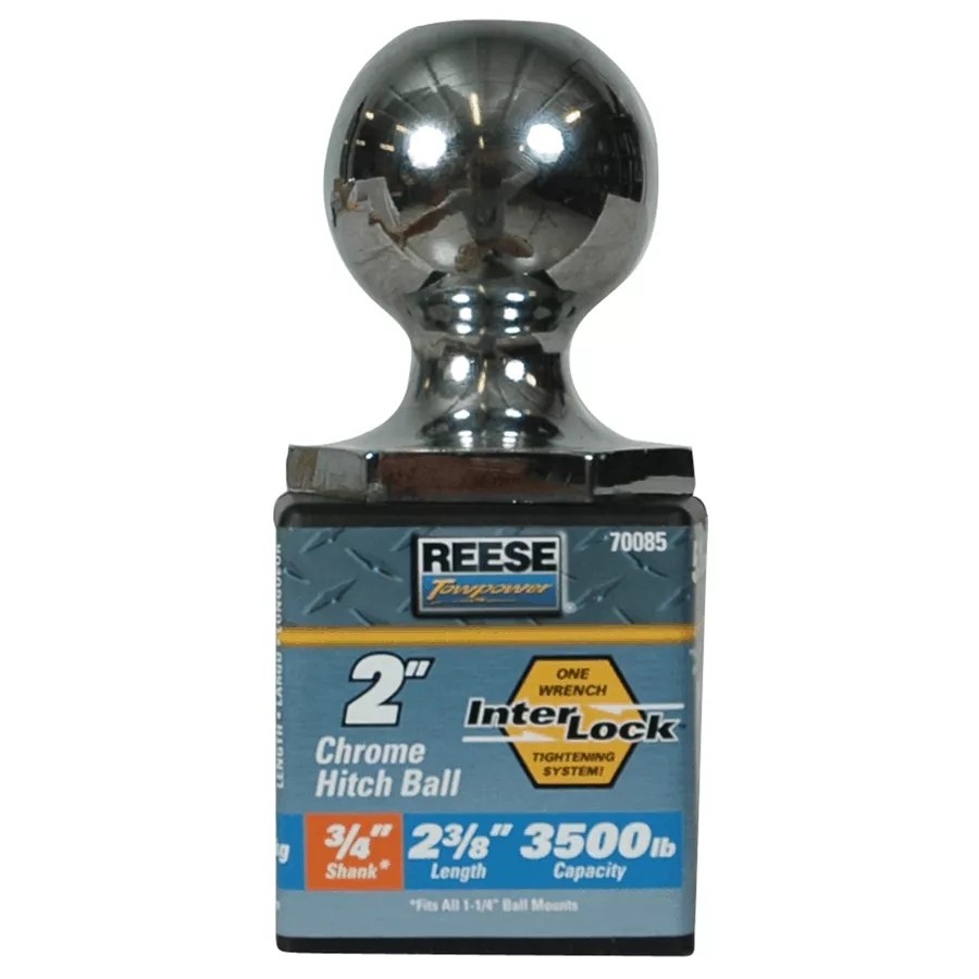 Interlock Towing Hitch Ball - Chrome, 2"